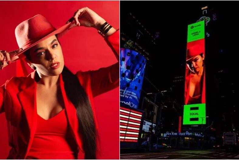 La cantante tandilense volvió a deslumbrar con su nuevo single y cumplió su sueño de aparecer en las grandes carteleras de Nueva York.